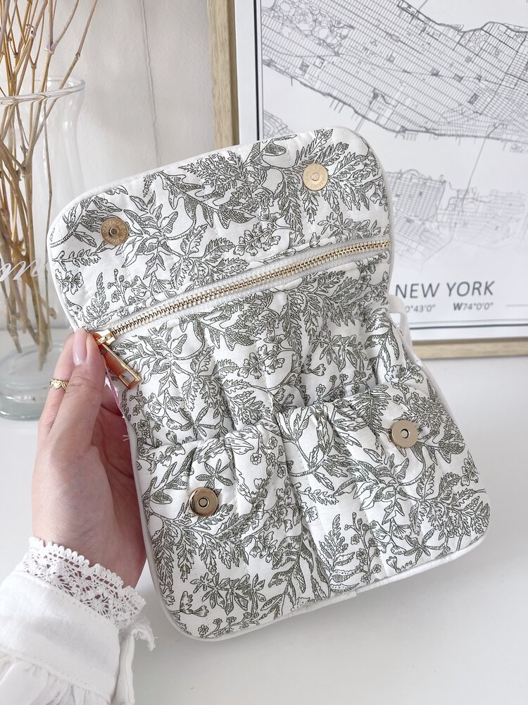 Sofie Flower Pochette Bag / Green & Cream