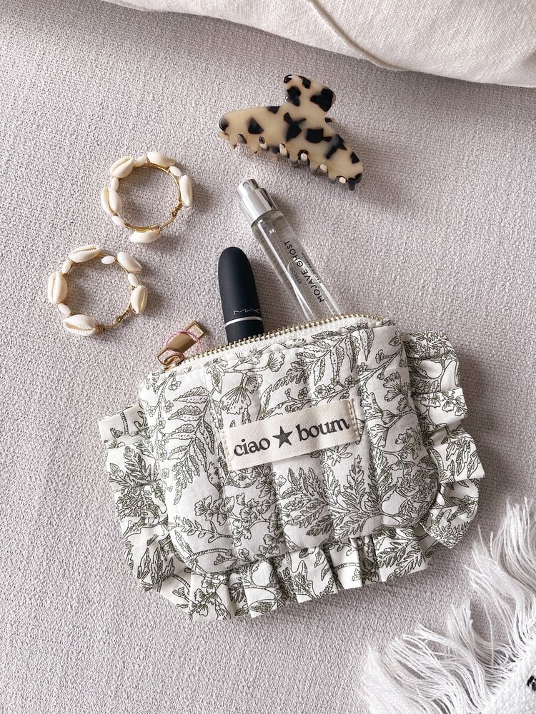 Micha Small Flower Pouch / Green & Cream