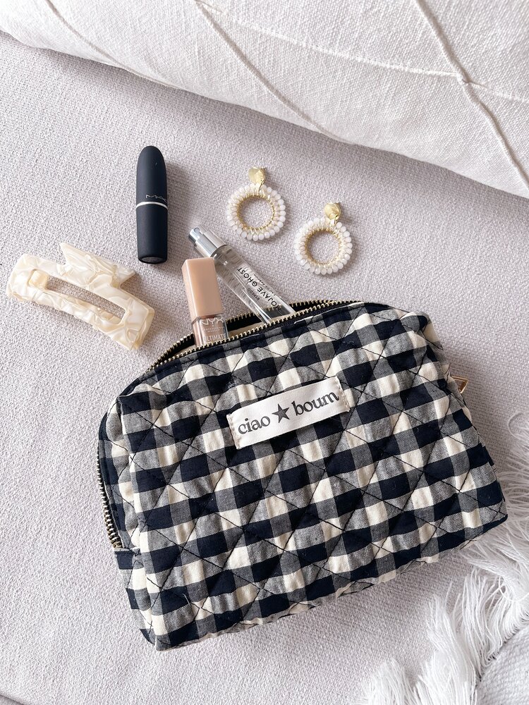 Yumeka Check Toiletry Bag / Black