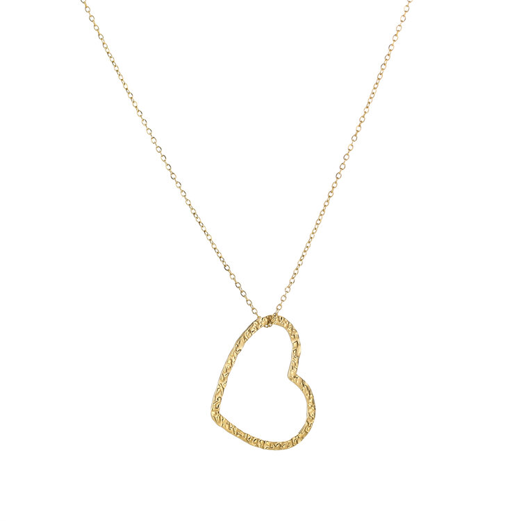 Gold Medium Heart Charm Necklace