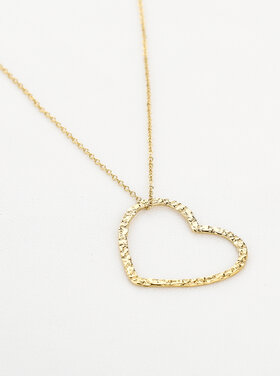 Gold Medium Heart Charm Necklace