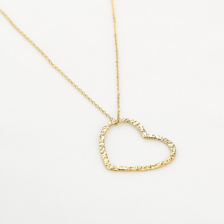 Gold Medium Heart Charm Necklace