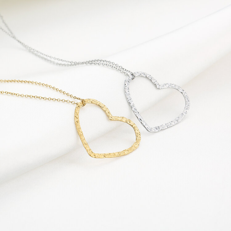 Gold Medium Heart Charm Necklace