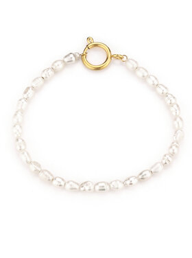 Gold Pearl Lock Ring Bracelet