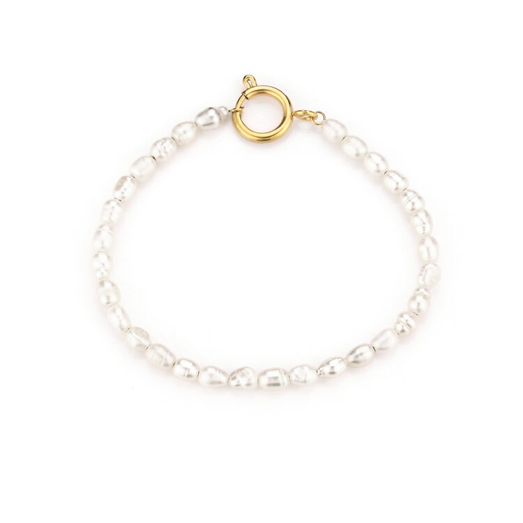 Gold Pearl Lock Ring Bracelet