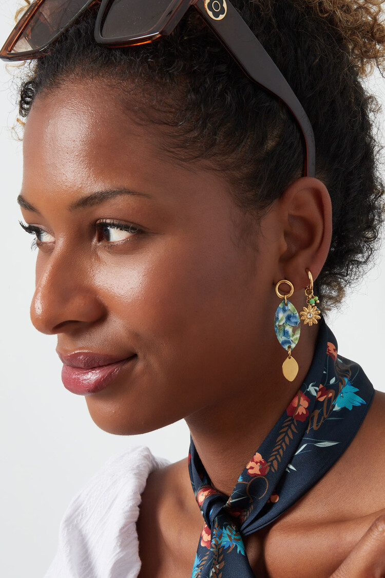 Gold Cute Beads Flower Earrings