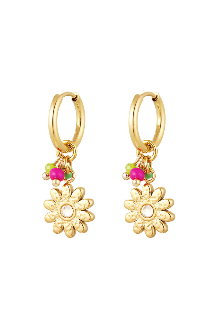 Gold Cute Beads Flower Earrings