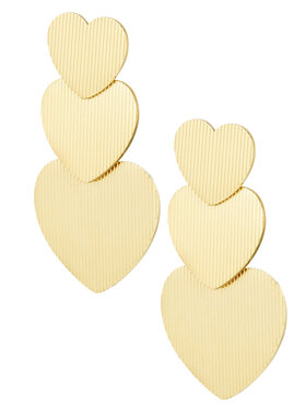 Gold Heart Trio Statement Earrings