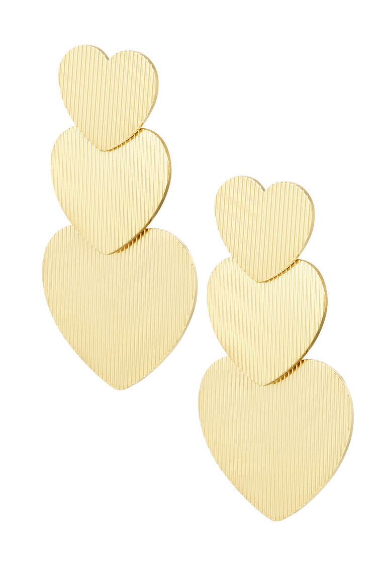 Gold Heart Trio Statement Earrings