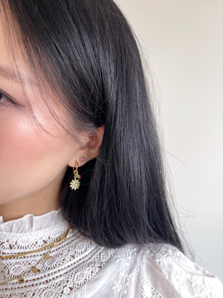 Gold Cute Beads Flower Earrings