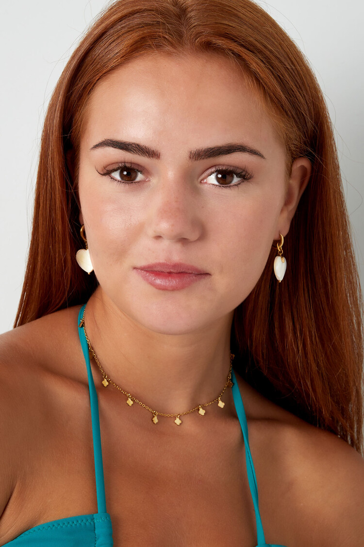 Gold Row Of Clovers Necklace