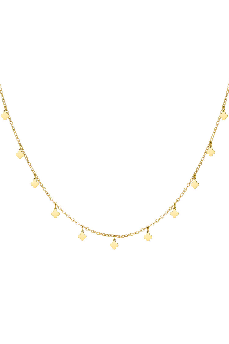 Gold Row Of Clovers Necklace