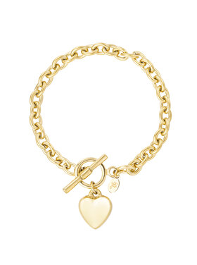 Gold Heart Pin Lock Bracelet