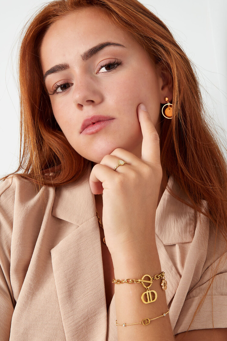 Gold Flower Pin Lock Bracelet