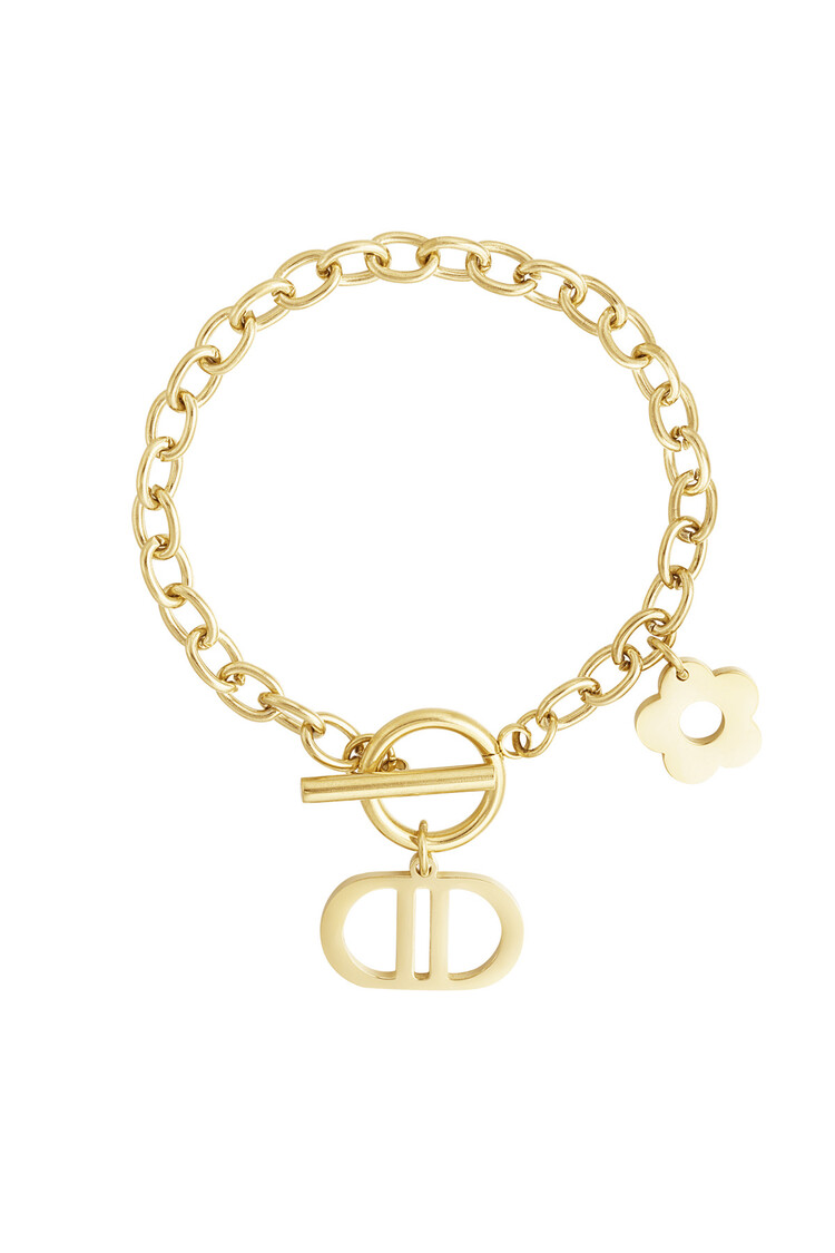 Gold Flower Pin Lock Bracelet