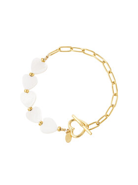 Gold Seashell Heart Pin Lock Bracelet