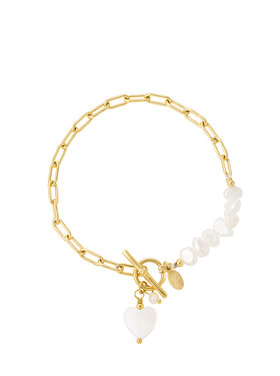 Gold Seashell Beads Heart Bracelet