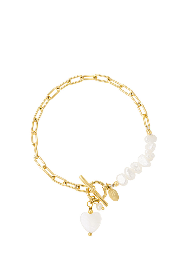 Gold Seashell Beads Heart Bracelet