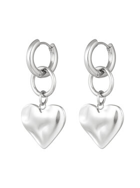 Silver Chunky Heart Earrings