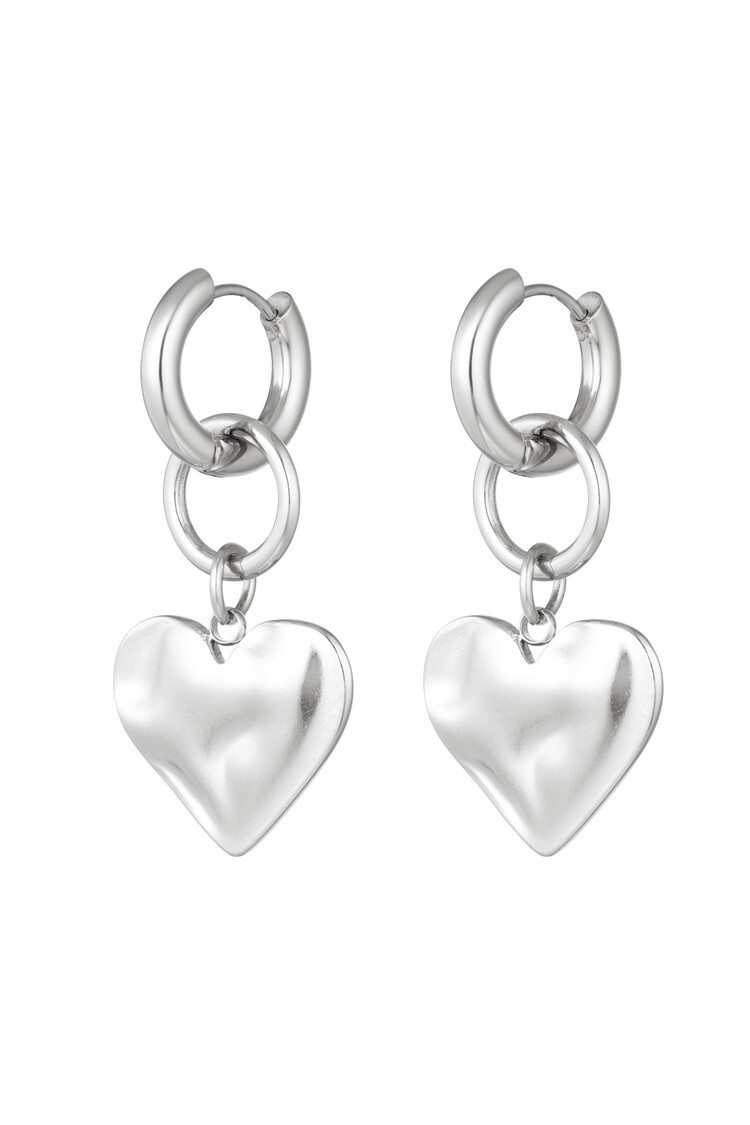 Silver Chunky Heart Earrings