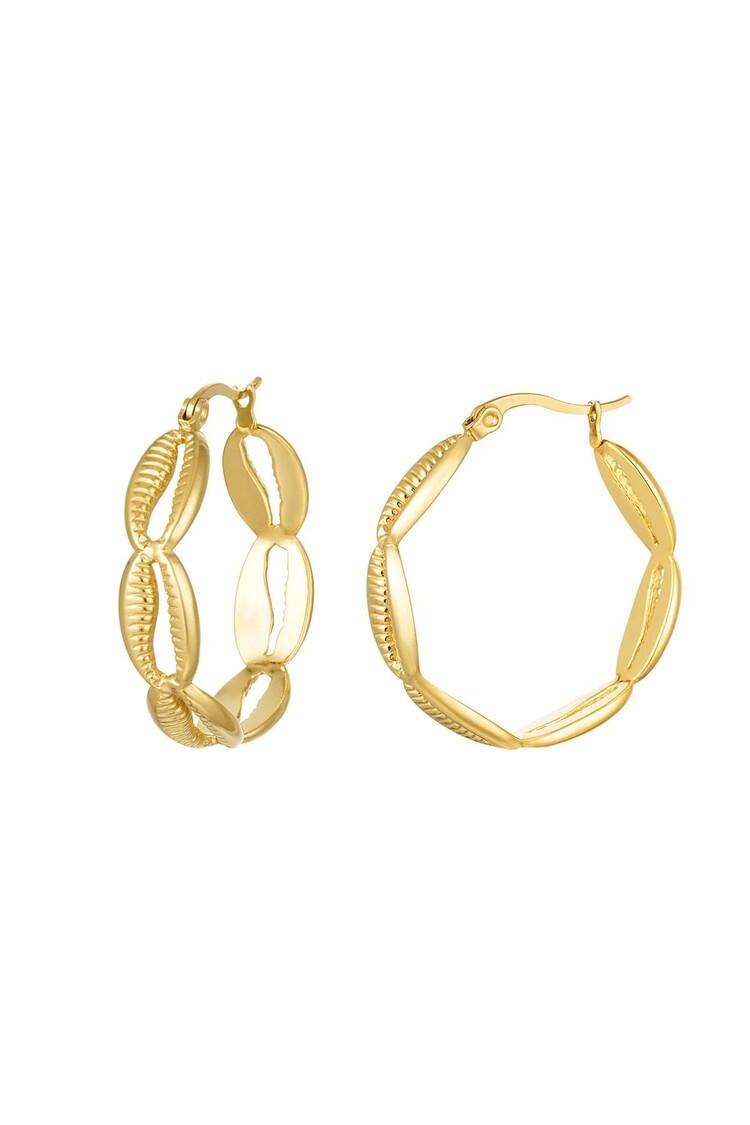 Gold Cute Shell Hoop Earrings