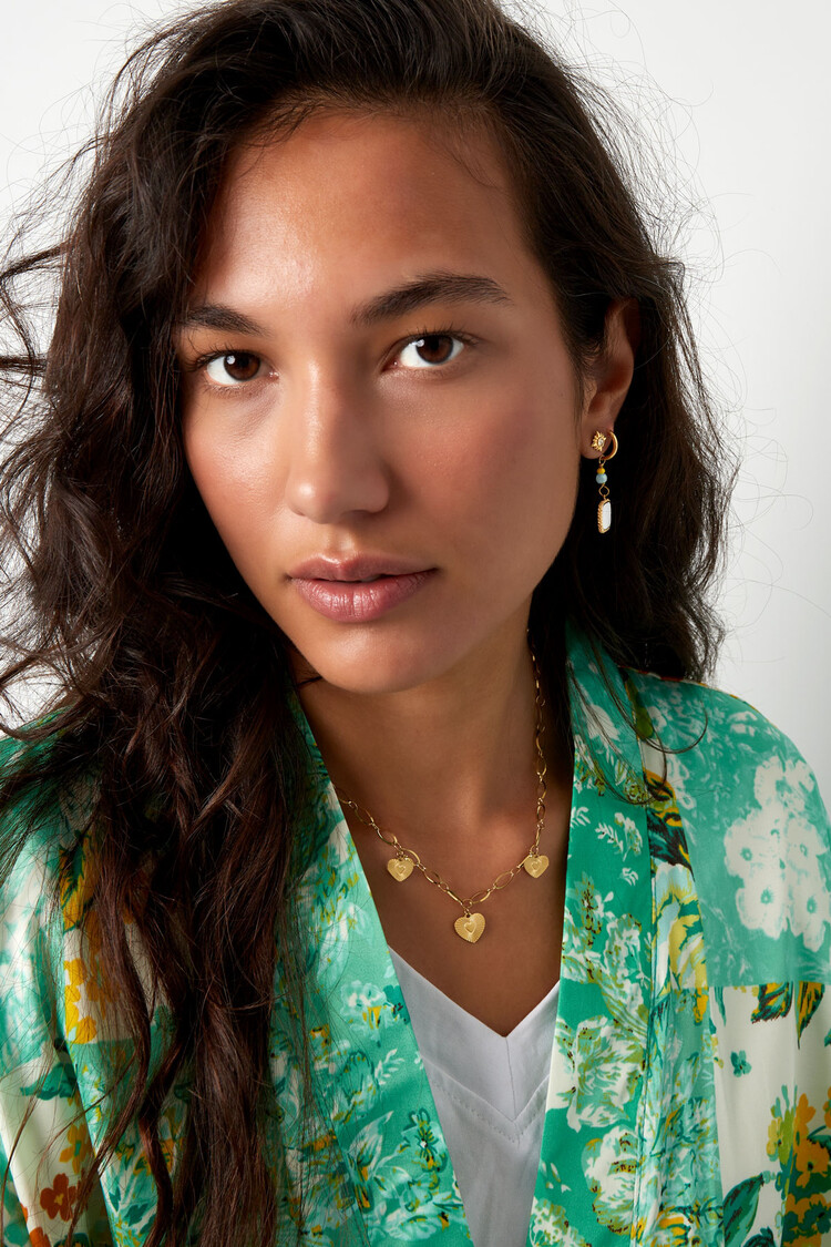 Gold Three Heart Coins Necklace