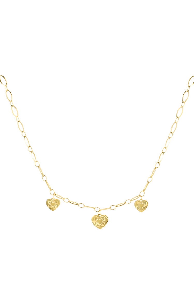 Gold Three Heart Coins Necklace