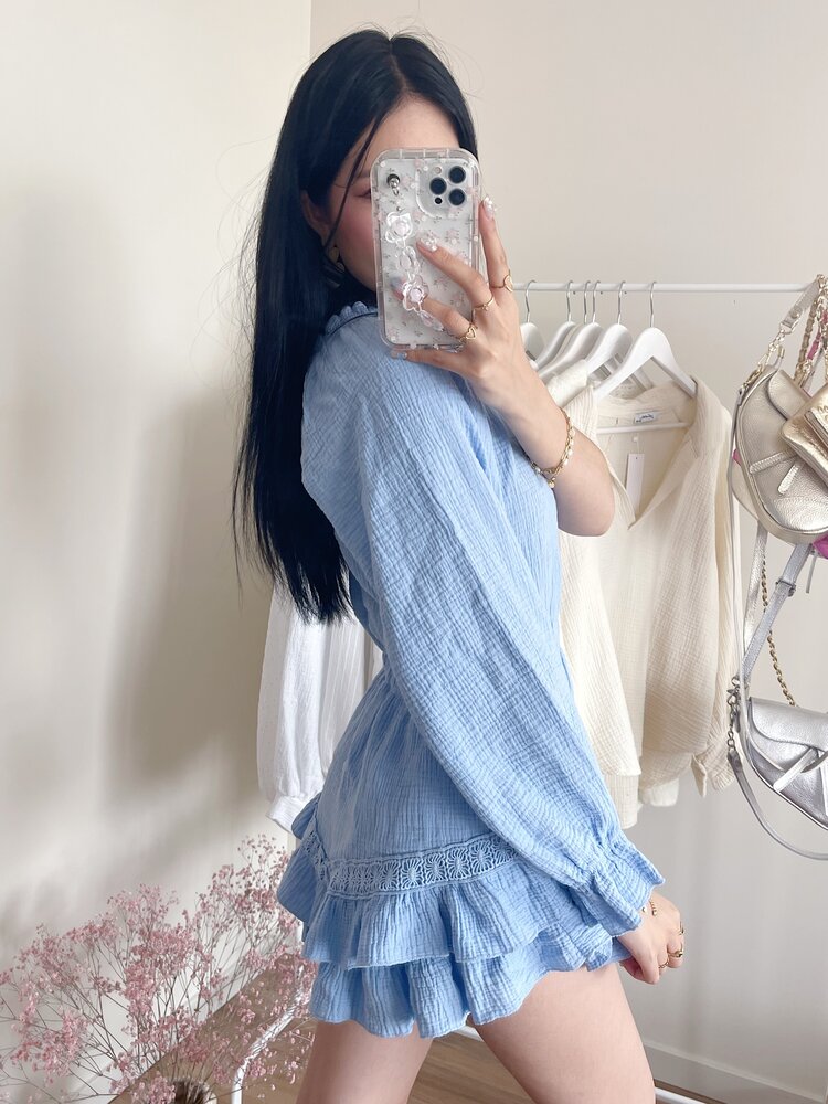 Ninni One Shoulder Playsuit / Blue