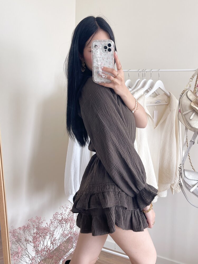Ninni One Shoulder Playsuit / Brown