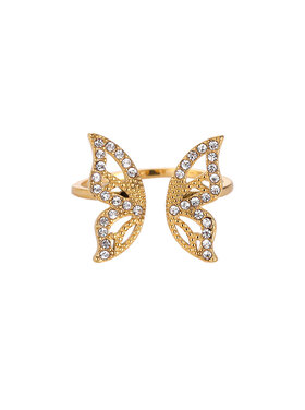 Gold Rhinestone Butterfly Ring