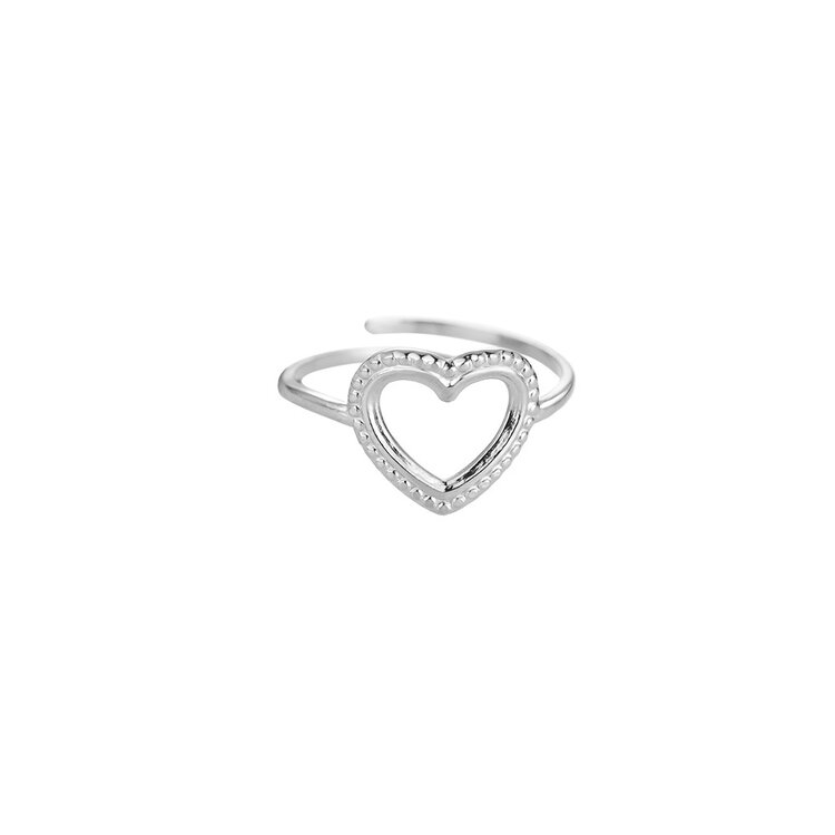 Silver Decorated Heart Ring