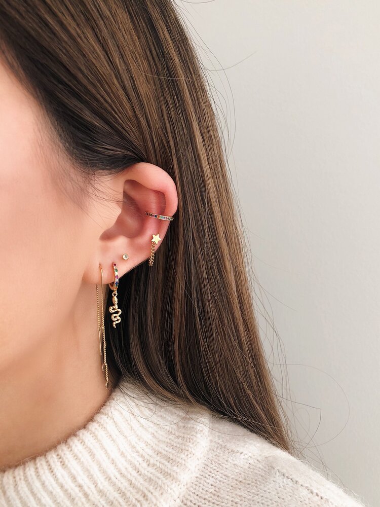 Gold Cute Circle Dangle Earrings