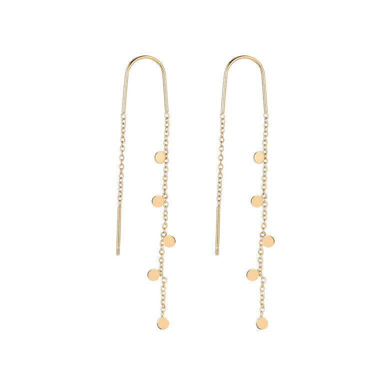 Gold Cute Circle Dangle Earrings