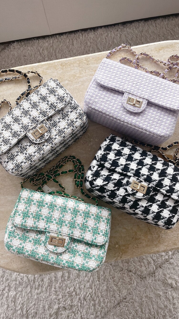 Delina Tweed Chain Bag / Green