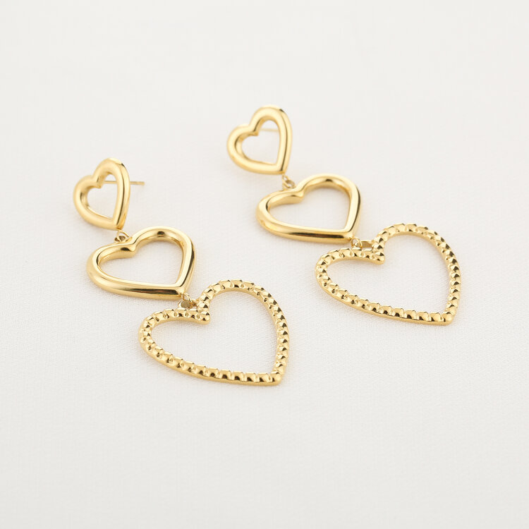 Gold Signature Heart Earrings