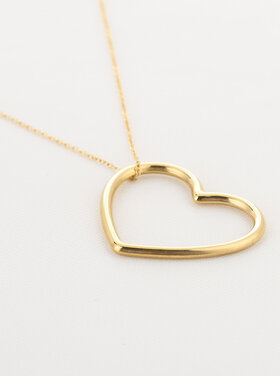 Gold Solid Heart Charm Necklace