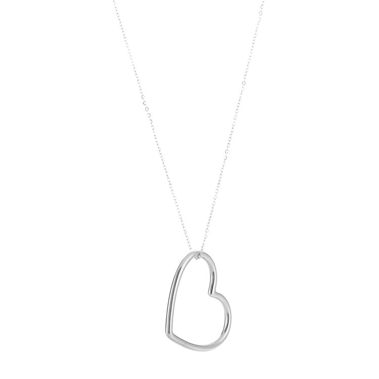 Silver Solid Heart Charm Necklace