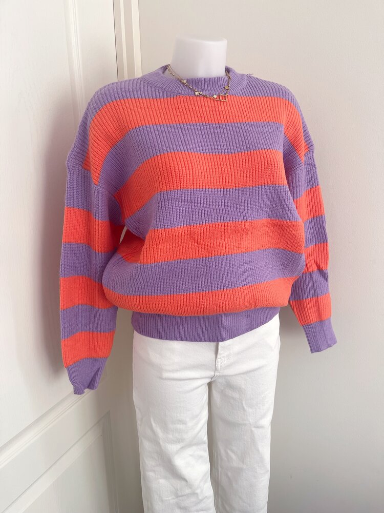 Rue Striped Ribbed Sweater / Purple