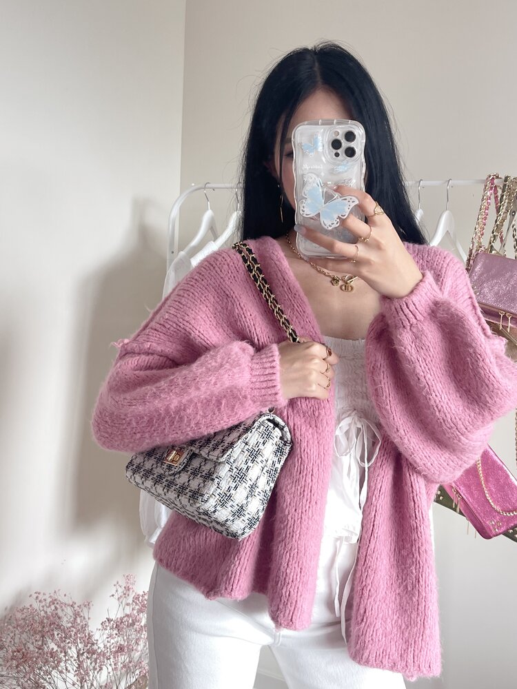 Delina Tweed Chain Bag / White