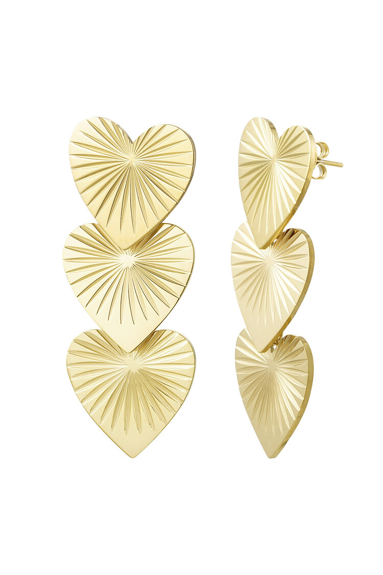 Gold Carved Heart Statement Earrings
