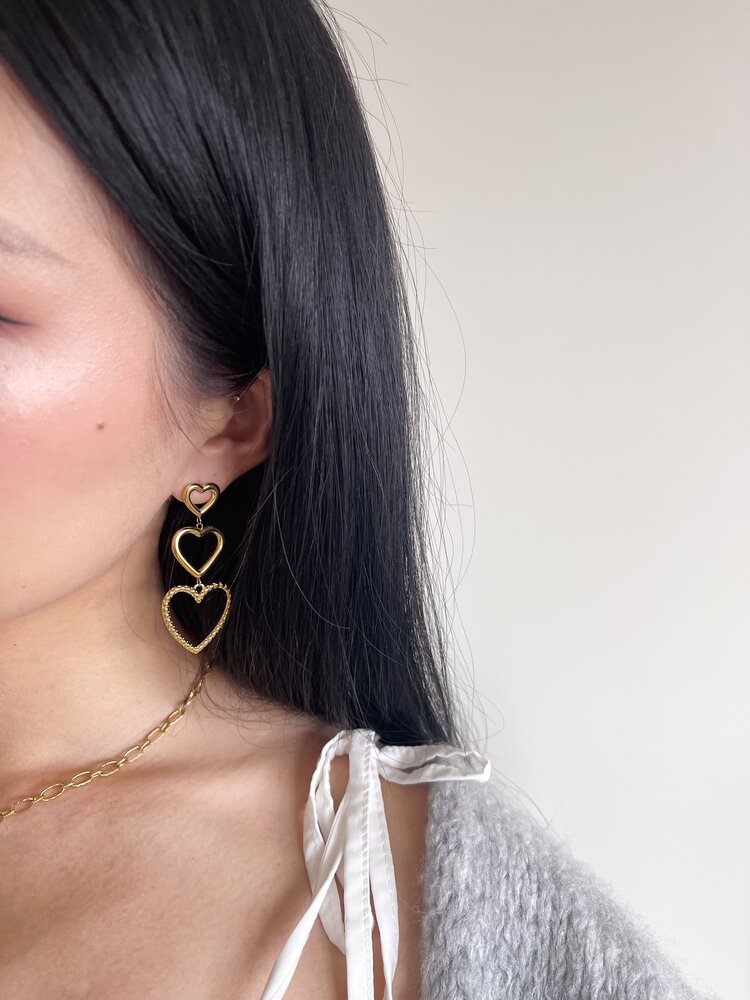 Gold Signature Heart Earrings
