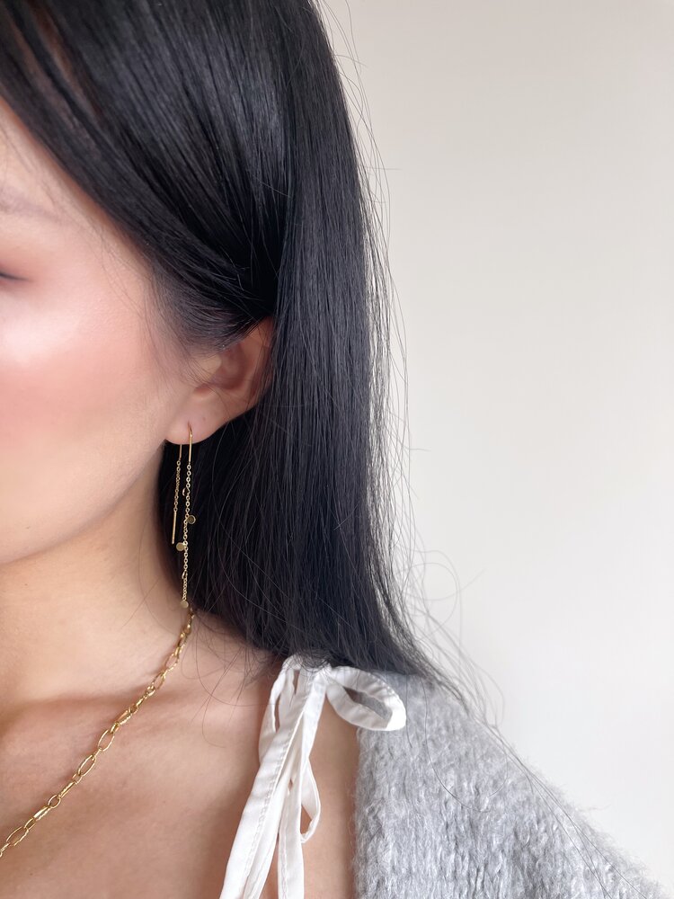 Gold Cute Circle Dangle Earrings