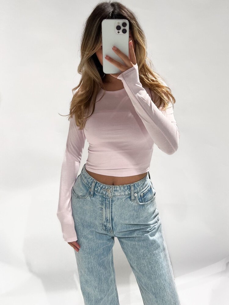 Shae Basic Long Sleeve Top / Baby Pink