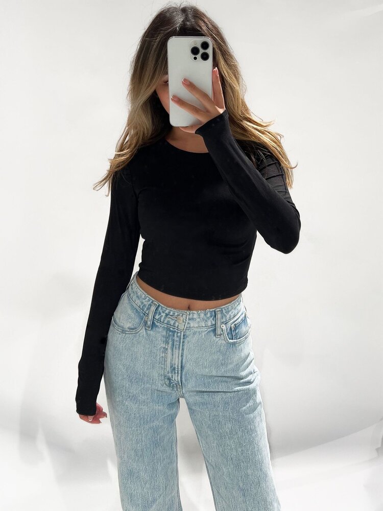 Shae Basic Long Sleeve Top / Black