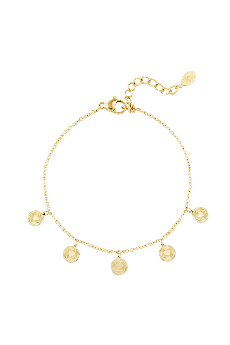 Gold Round Heart Coins Bracelet