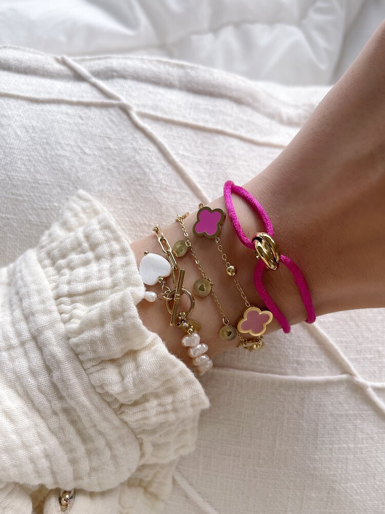 Gold Round Heart Coins Bracelet