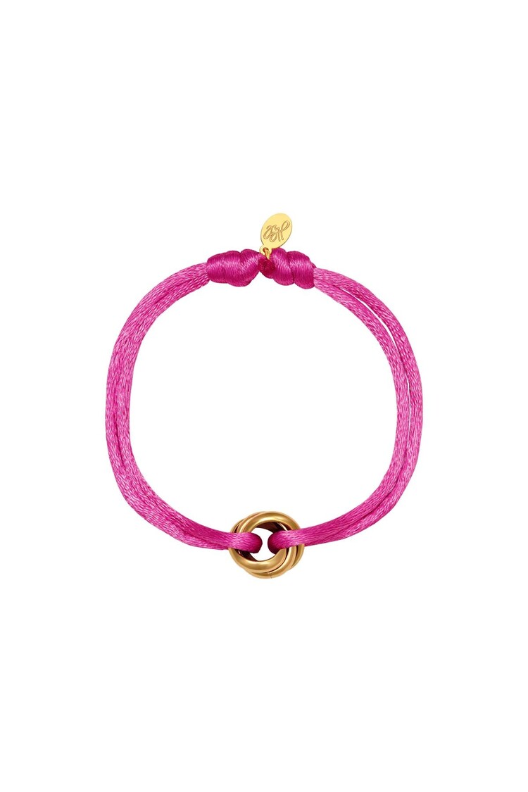 Gold Knot Satin Bracelet / Fuchsia