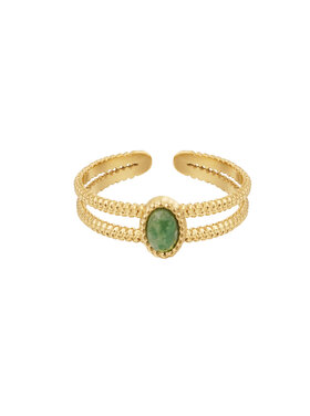 Gold Stone Double Ring / Green