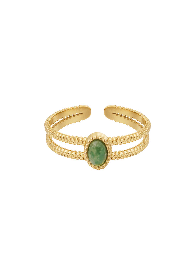 Gold Stone Double Ring / Green