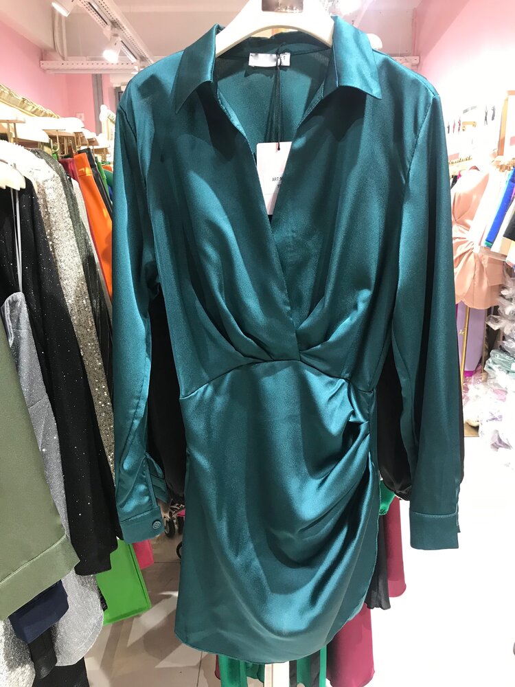 Jenai Satin Dress / Teal Blue
